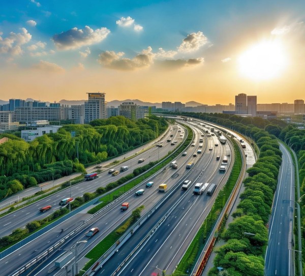 横县商贸城新公路项目，交通走廊高质量发展，促进经济繁荣