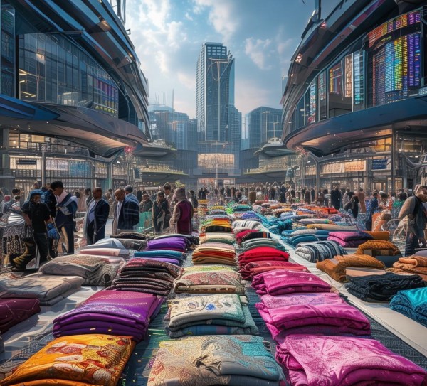 纺织品商贸中心，通过策略与创新， navigating global market，实现贸易与采购。