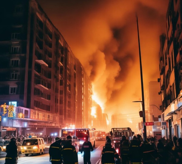 宁都商贸城发生大火，救援仍在进行中