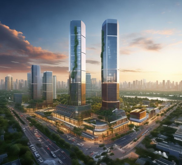 临江商贸城未来城市现代与美好图景